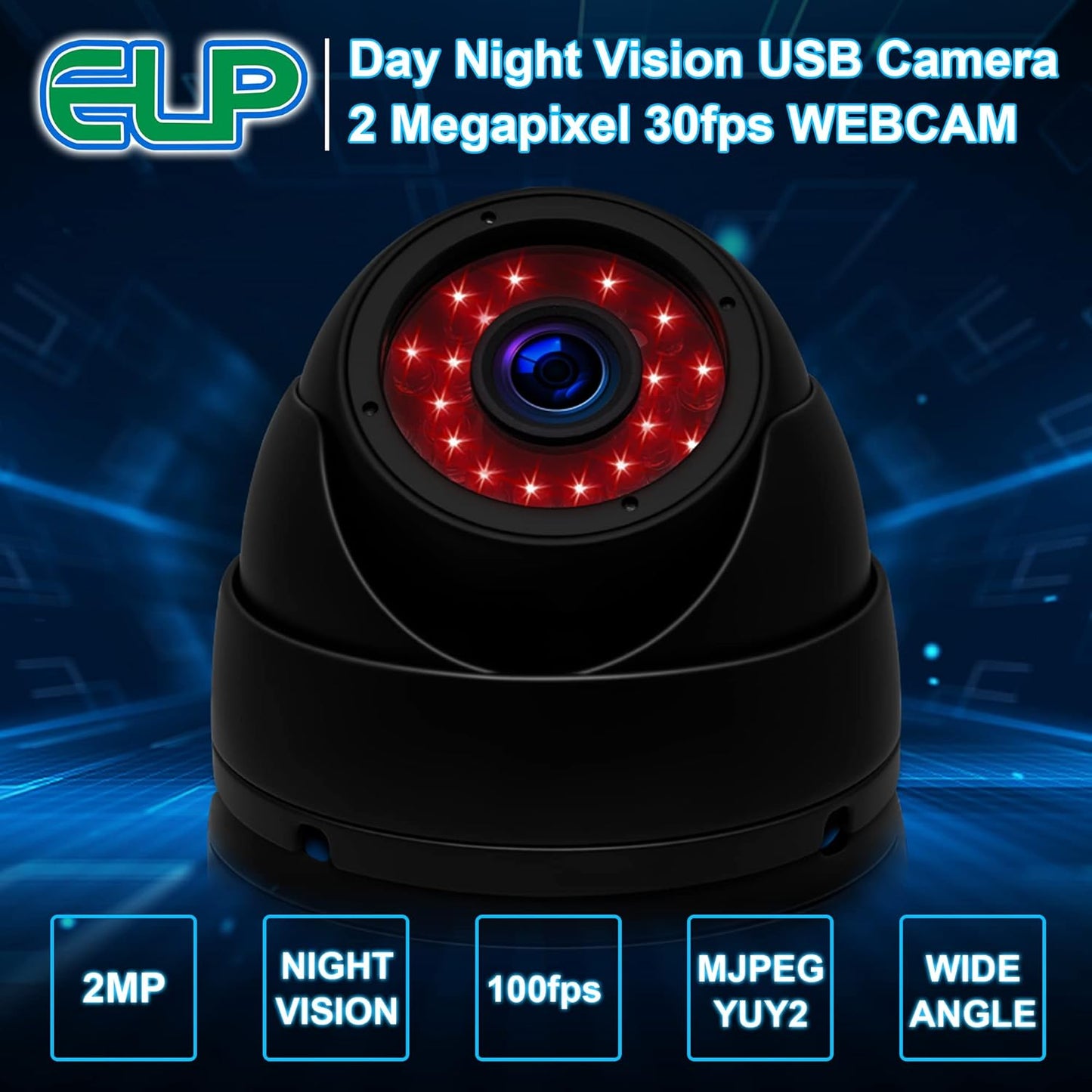 1080P Day Night Vision USB Camera IR Infrared Webcam with Dome Housing Home Surveillance CCTV PC Camera for Computer Mini UVC USB2.0 Waterproof USB with Camera Indoor Outdoor High Speed Camera