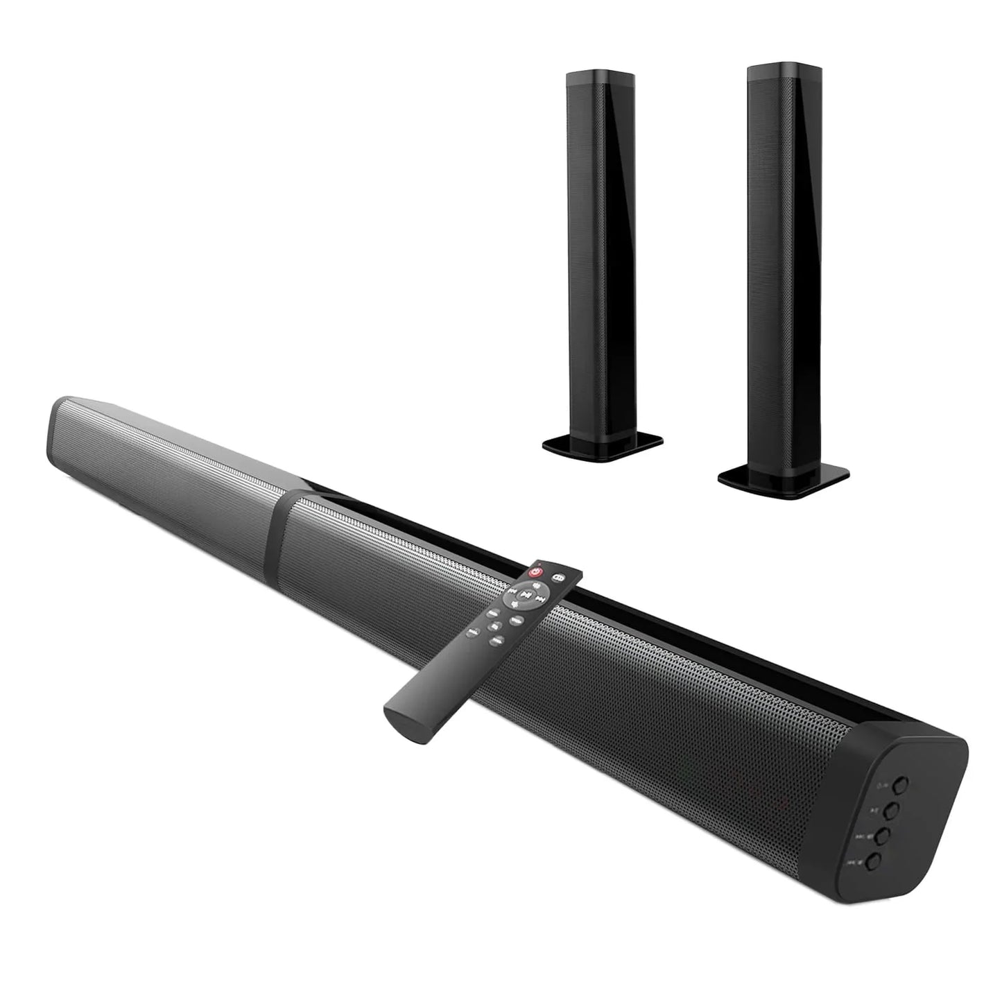 2 in 1 Separable Sound Bars for TV, Bluetooth 5.0 Surround Sound System for TV Wireless Connect, 37 Inch Soundbar for Home Theater, Arc/Optical/Usb Cables & Remote TV Speakers, Wall Mountable