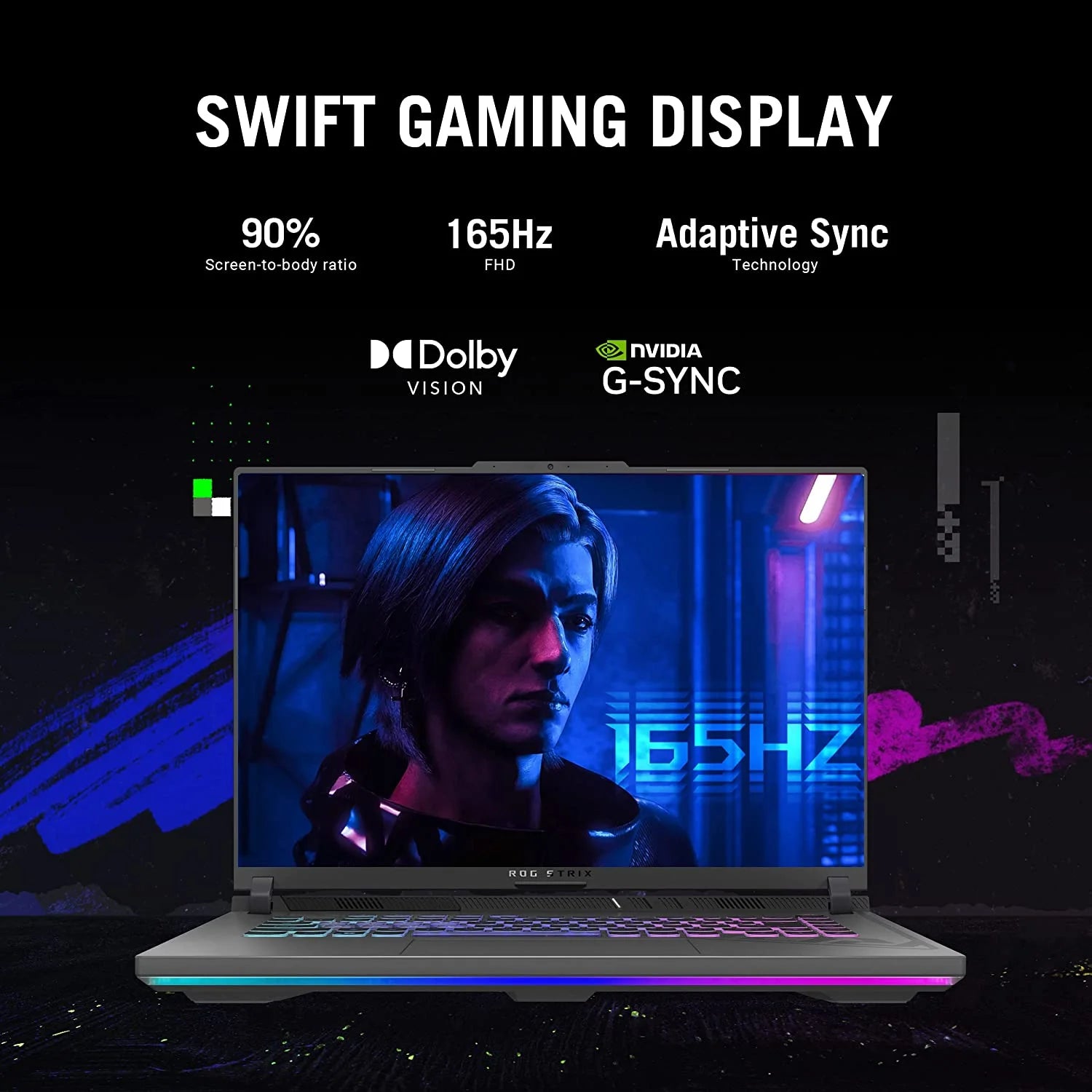 ROG Strix G16 (2023) Gaming Laptop, 16” 16:10 FHD 165Hz, Geforce RTX 4060, Intel Core I7-13650Hx, 16GB DDR5, 512GB Pcie SSD, Wi-Fi 6E, Windows 11, G614JV-AS73