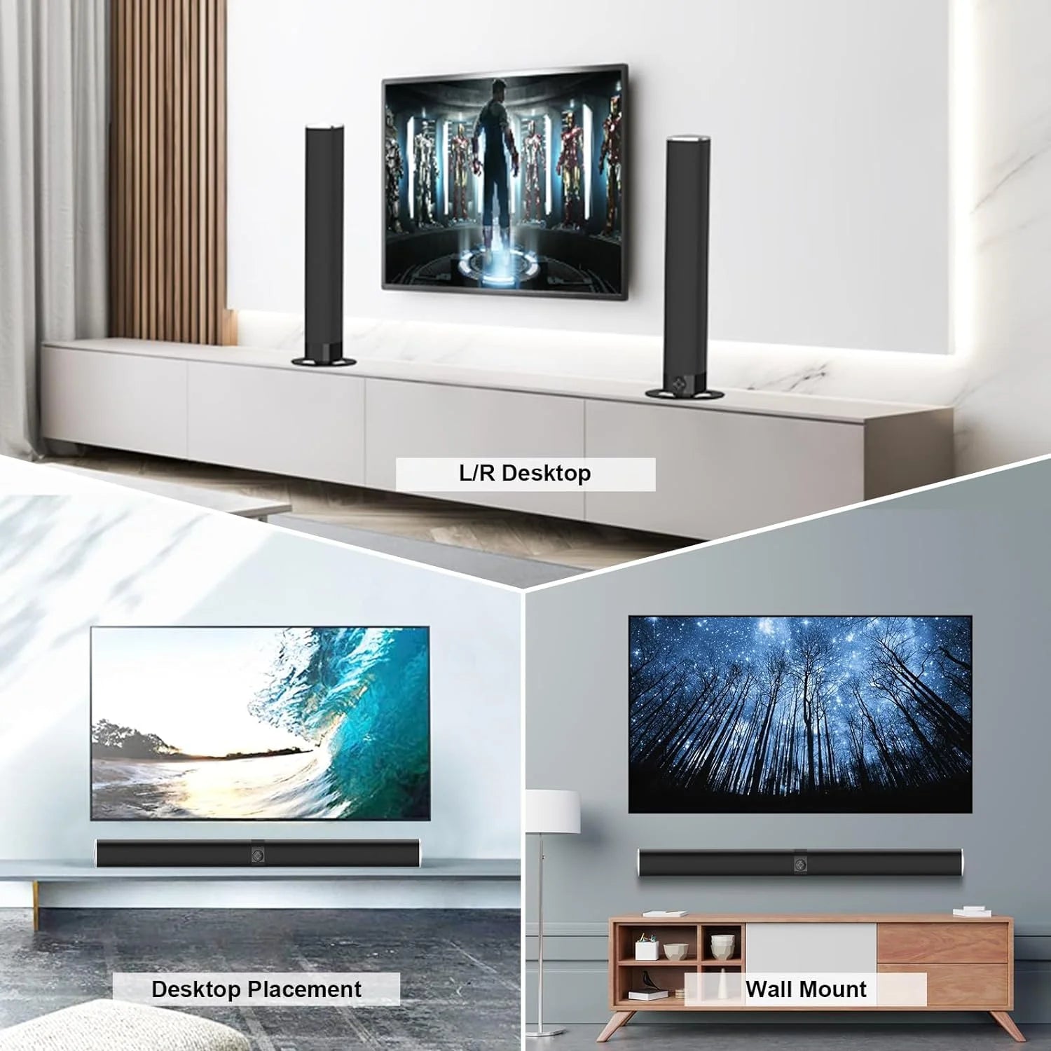 Sound Bar for TV 2 in 1 Separable Bluetooth Soundbar Home Theater Speakers with Arc/Optical/Aux Connect