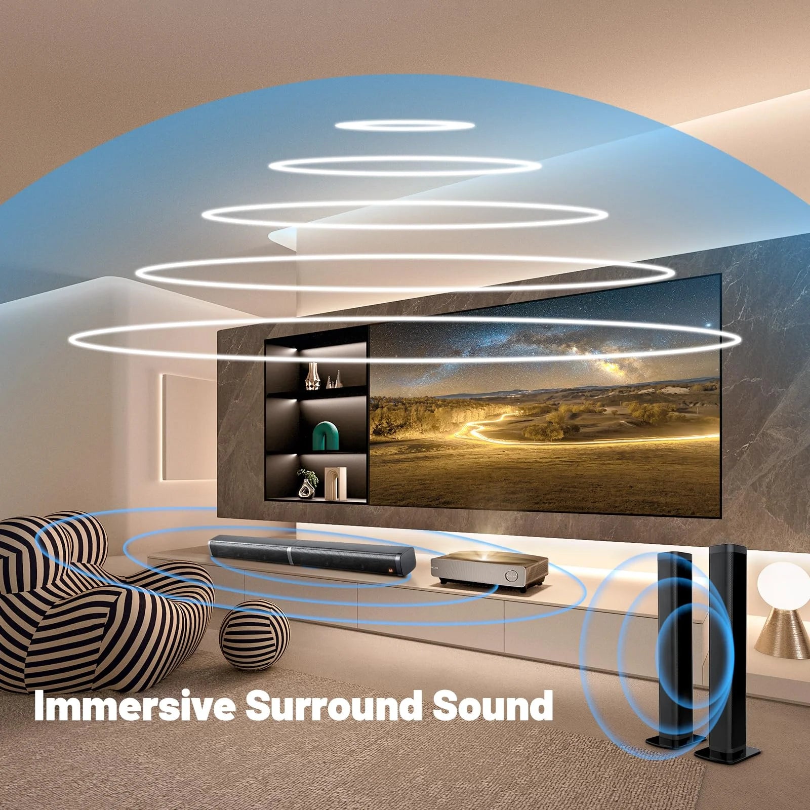 2 in 1 Separable Sound Bars for TV, Bluetooth 5.0 Surround Sound System for TV Wireless Connect, 37 Inch Soundbar for Home Theater, Arc/Optical/Usb Cables & Remote TV Speakers, Wall Mountable