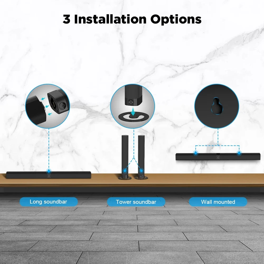 Sound Bar for TV 2 in 1 Separable Bluetooth Soundbar Home Theater Speakers with Arc/Optical/Aux Connect