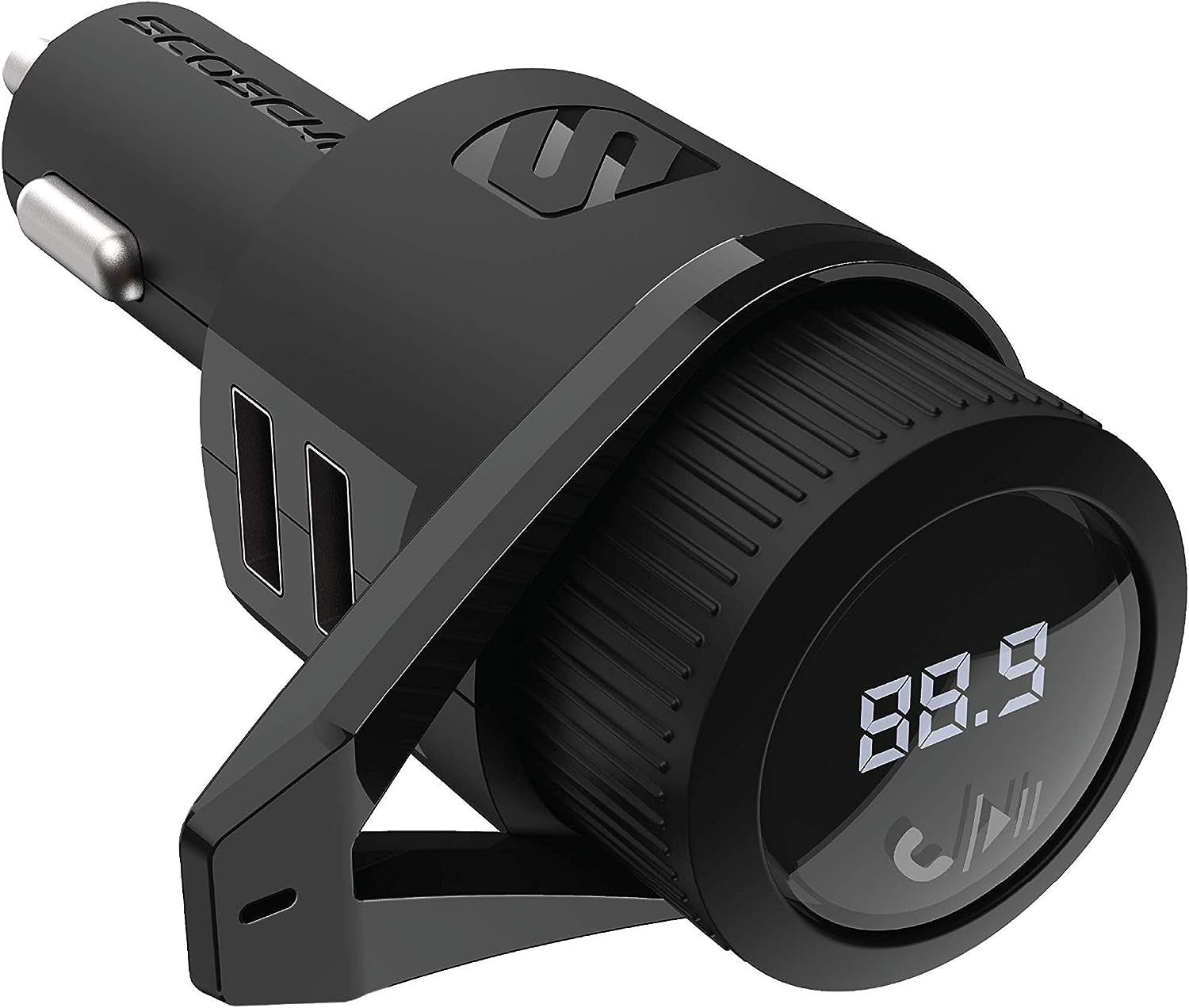 BTFM5 Bluetooth Hands-Free Car Kit with Digital FM Transmitter and Dual 12W USB Charging Ports for Vehicles