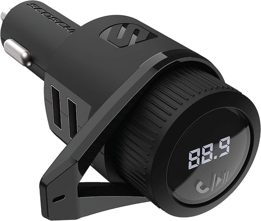 BTFM5 Bluetooth Hands-Free Car Kit with Digital FM Transmitter and Dual 12W USB Charging Ports for Vehicles