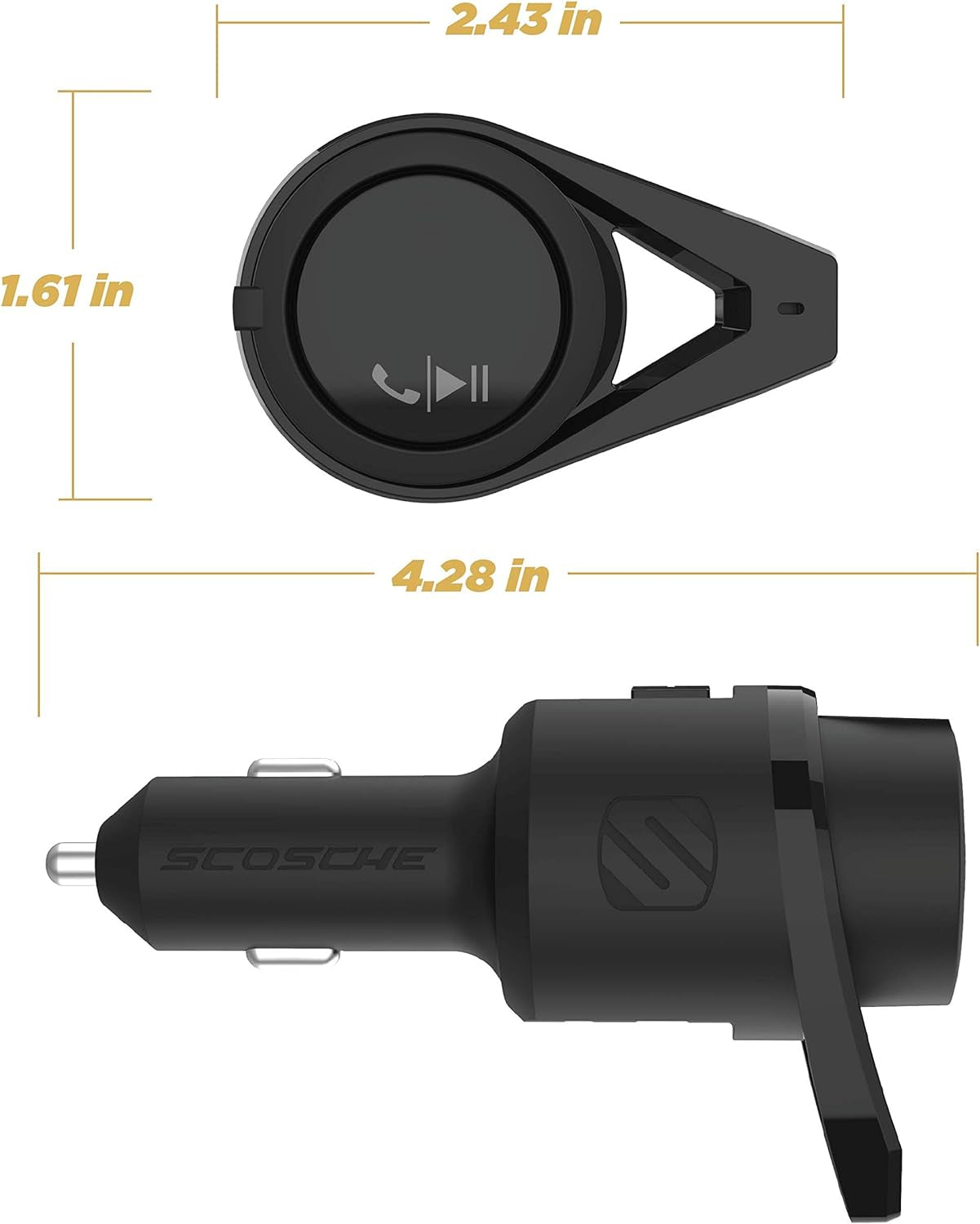 BTFM5 Bluetooth Hands-Free Car Kit with Digital FM Transmitter and Dual 12W USB Charging Ports for Vehicles
